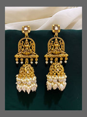 Lakshmi Jhumki in Double Color Pearl Earring in Nakshi - NE0185
