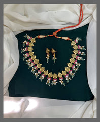 Small Flower with Small Multi Color Pendent in Kundan - KN00296