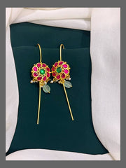 Antique white Stone flower Earring in Kundan -BU0053