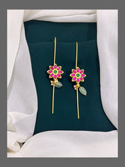 Elegant Ruby Flower Bugadi in Kundan - BU0059