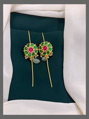 Antique white Stone flower Earring in Kundan -BU0053