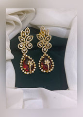 Flower Stud with Hanging Earring in Nakshi - NE00202