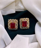 White Stud Earring in Nakshi - NE0198