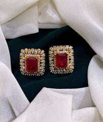 White Stud Earring in Nakshi - NE0198