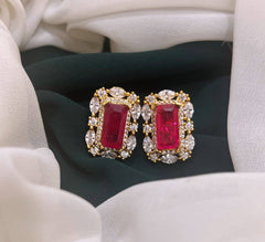 White Stone Stud in Nakshi Earring - NE0188