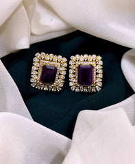 White Stud Earring in Nakshi - NE0198