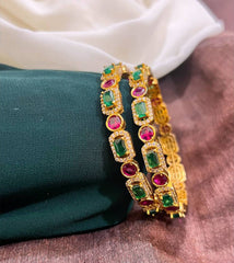 Emerald and Ruby Stone Bangle - BG0093