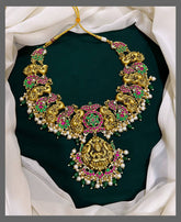 Antique Elegant Peacock Necklace with Lakshmi Pendent - KN00301