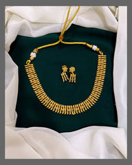 Kerala antique Wheat pearl Necklace In Nakshi - NN00198