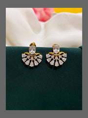 White Stone Stud Earring in Nakshi - NE00216