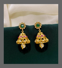 Beautiful Emerald Jhumki Earring in Nakshi - NE00272