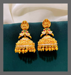 Lakshmi and Peacock Jhumki Earring in Nakshi - NE00285