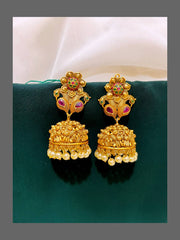 Flower and peacock Jhumki Earring in Nakshi - NE00294