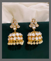 White Stone Jhumki in Jadau - KE00287