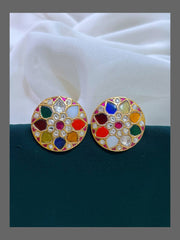 Multi Color Stud Earring in Kundan - KE00304