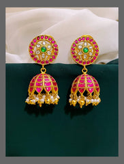 Ruby stone Jhumki in Kundan - KE00302