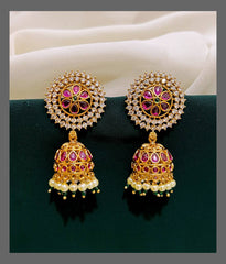 Stone Flower Jhumki in Nakshi - NE00232