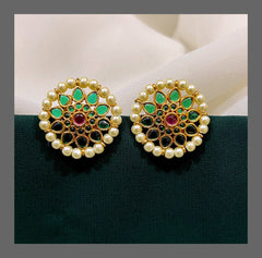 Pearl Stud Earring in Nakshi - NE00245