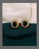 White Stud Earring in Nakshi - NE00252