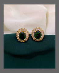 White Stud Earring in Nakshi - NE00252