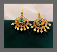 White Stone with Ruby Earring in Nakshi - NE00249