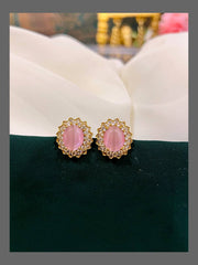 White Stud Earring in Nakshi - NE00252