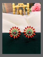 Coral Stud Earring in Nakshi - NE00268
