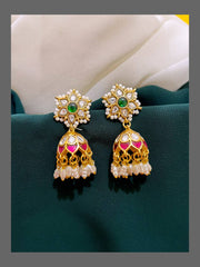 Polki Kundan Earring With Rie Pearls- KE00329