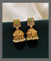 White Elegant Jhumki Earring in Nakshi - NE00303