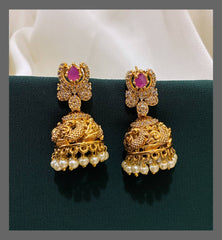White Elegant Jhumki Earring in Nakshi - NE00303