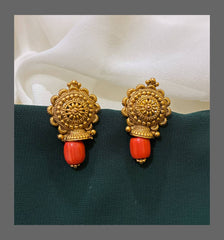 Beautiful Coral Stud Earring in Nakshi - NE00311