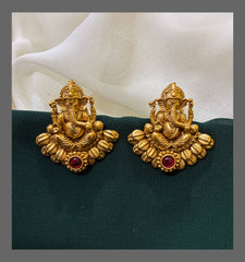 Beautiful Lord Ganesh Stud Earring in Nakshi - NE00313