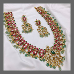 Mango Haram with White Stone Pendent in Kundan - KH0049