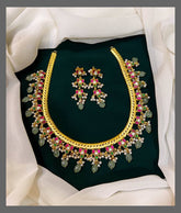 Jilebi Necklace With Small Lotus Hanging in Jadau - KN0058