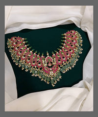 Ruby Parrot Necklace in Kundan - KN00149