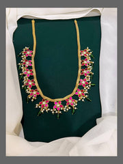 Small Ruby Flower Haram in Kundan - KH00230