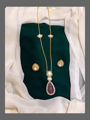 Purple Pendent Haram in Kundan - KH0076