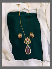 Purple Double Pendent Haram in kundan - KH0060