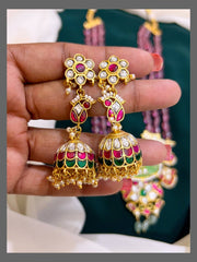 Pink Semi Precious Beads Haram with Handmade Jadau Pendent - PB0044