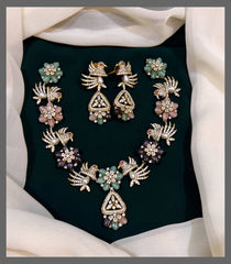 Beautiful White Stone Bird Necklace in Victorian - VN0091