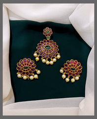 Ruby Flower Pendent in Nakshi - NP00167