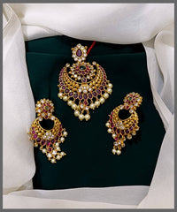 Chand Bali Ruby Pendent in Nakshi - NP0021