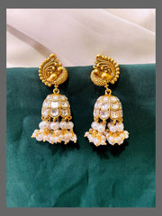Peacock Jhumki Earring in Kundan - KE00354