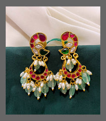 Peacock Hugging Earring in Kundan - KE00418