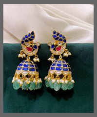 Beautiful Ruby Peacock in Jimiki in Kundan - KE00349