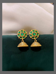 Emerald Small Jhumki earring in Kundan - KE00422