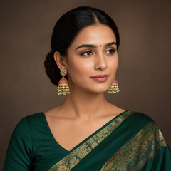 Beautiful Ruby Jhumki Earring in Kundan - KE00337