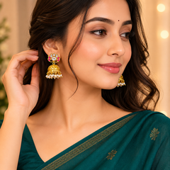 Beautiful Gold Replica Jhumki WIth Back Screw - KE00575