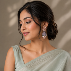 Elegant Peacock Earrings In Diamond - DE0020