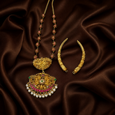 2 in 1 Jadau Ball Chain And Kante Set with Detachable Pendant - KH00124